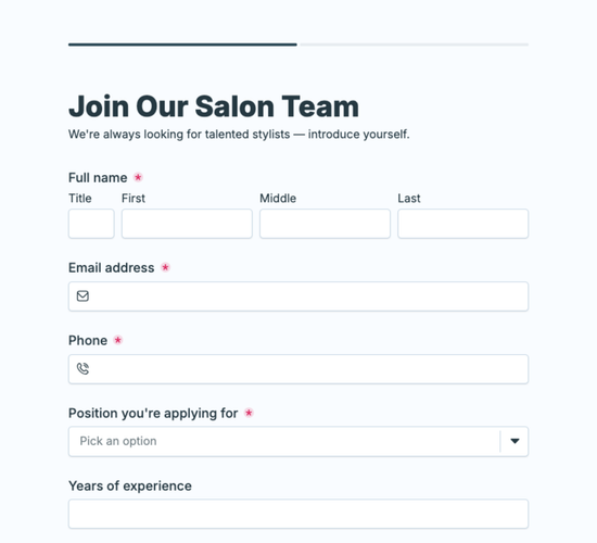 Hair Stylist Job Application Form