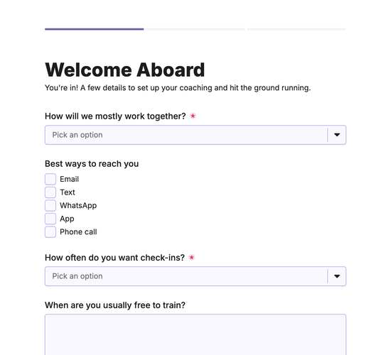 New Client Coaching Onboarding Form